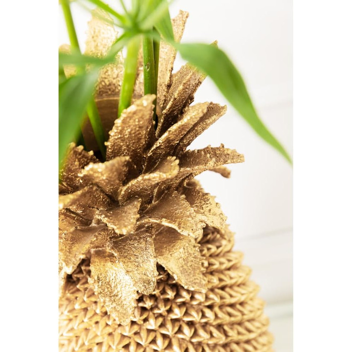 Ваза Kare Design Ananas, золота, 30x15x15 см - Декоративна ваза для квітів у вітальню, на полицю, екзотичний стиль