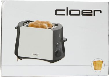 Тостер Cloer 3410, 825 Вт, для 2 тостів, з підставкою для булочок, функція додаткового підйому, піддон для крихт, матовий теплоізольований металевий корпус