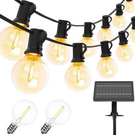 LED гірлянда вулична 15м, 16 ламп, IP65, теплий білий 2700K, для саду, тераси, весіль