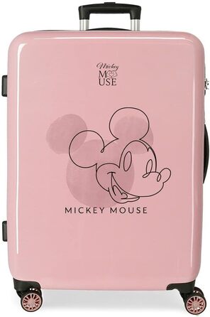 Середня валіза Disney Mickey, рожева, 68 см, жорсткий ABS, 4 колеса, 70 л