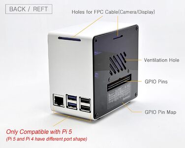 Корпус ElectroCookie для Raspberry Pi 5, алюмінієвий міні-тауер з вентилятором і RGB підсвічуванням, сріблястий