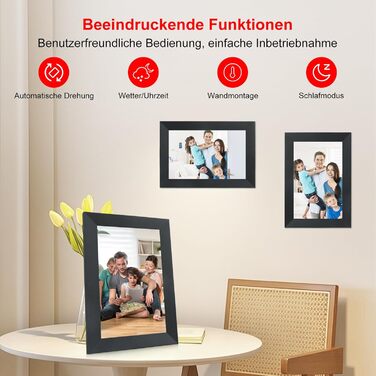 Frameo Цифровий фоторамка 10,1 дюймів Wi-Fi, FHD IPS сенсорний екран, Smart фоторамка з 16GB, автоматичне обертання, обмін фото та відео, можливе кріплення на стіну