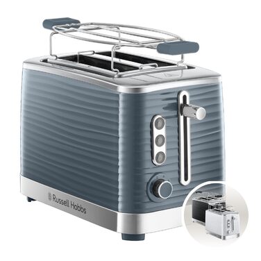 Тостер Russell Hobbs Inspire Grau на 2 тости, з підставкою для булочок, 6 режимів, розморожування та підігрів - 24373-56