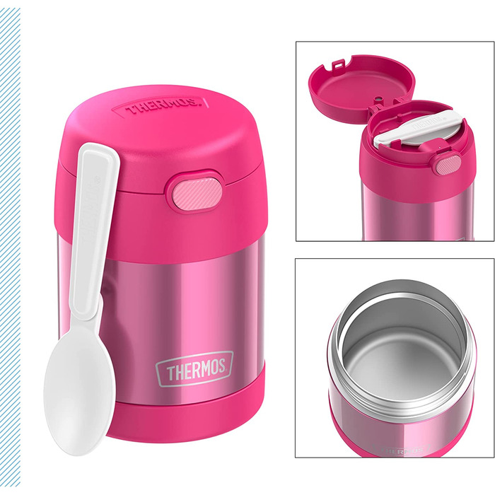 Термос для їжі THERMOS FUNTAINER 0,3 л рожевий з ложкою для дітей, герметичний, зберігає тепло 5 годин і холод 7 годин, контейнер для супу, мюслі, школи