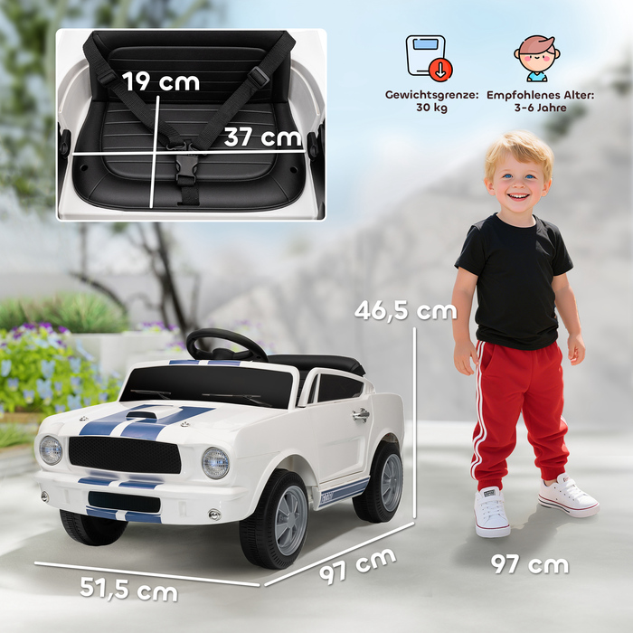 Електромобіль Kinder 12V з пультом дистанційного керування 2,4 ГГц, 2 мотори, звуковий сигнал, LED-підсвічування, музика, колір білий