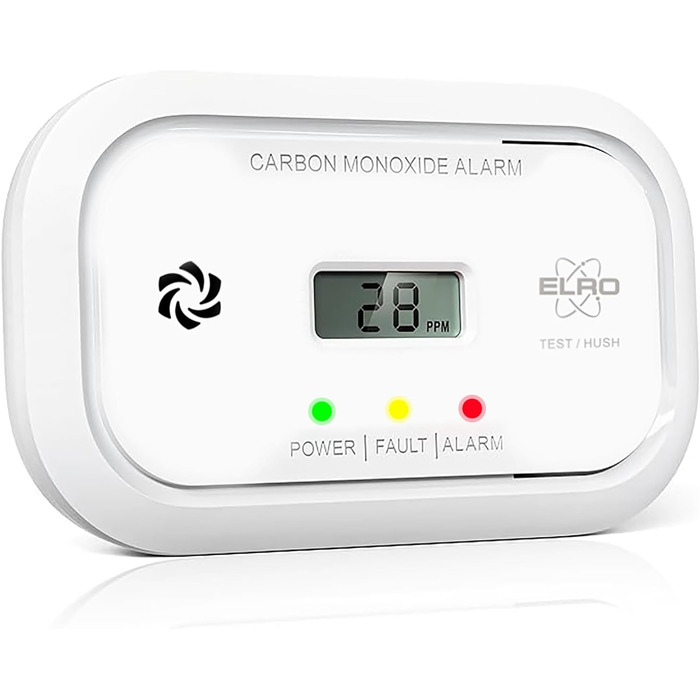 Датчик монооксиду вуглецю ELRO FC5003 (2 шт.) з 10-річним сенсором | LCD дисплей & 3 роки батареї | Надійний захист від CO | Відповідає стандарту EN50291