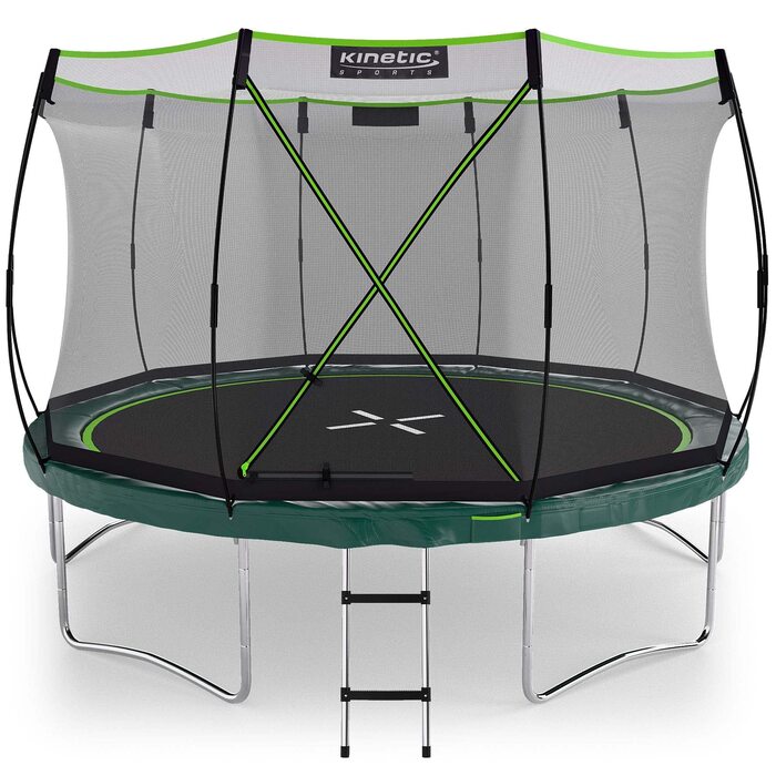 Батут Kinetic Sports Bungee Safety Elite Ø 366 см для дітей та дорослих (темно-зелений) - AirMAXX, без пружин, вуличний