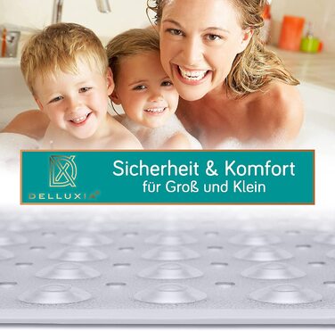 Протиcковзкий килимок для ванни Delluxia 100x40 см, прозорий, BPA-free, з 2 гачками