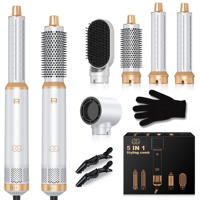 Airstyler 5-в-1: Професійний набір для укладки волосся з гарячою щіткою, феном з іонізацією, автоматичним завивачем для локонів та об'єму