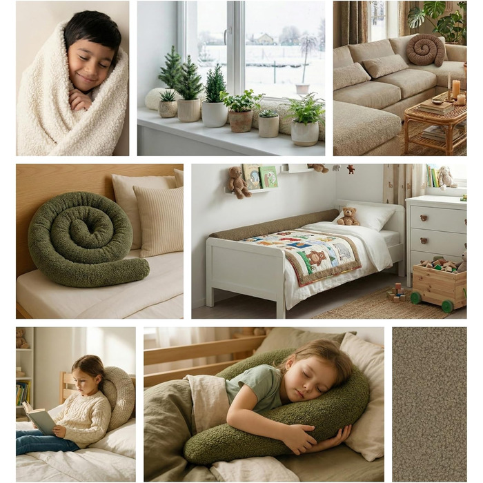 Подушка для сну Totsy Baby (Body Pillow) з бавовни, 200 см, кремова — ергономічна подушка для вагітних та підтримки тіла, Oeko-Tex