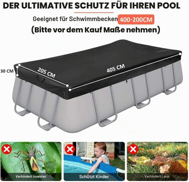 Покривало для круглого басейна Poolabdeckung 420D Ø310 см для басейнів Ø260-305 см, водонепроникний захисний тент із затяжним шнуром