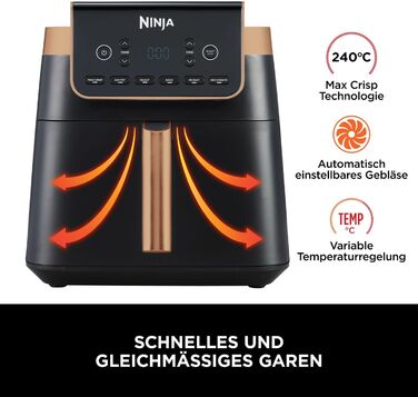 Фритюрниця повітряна Ninja Foodi FlexDrawer AF500EUCP, 6.2L, 7-в-1, чорно-мідна