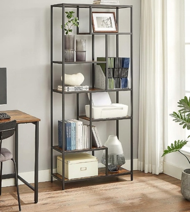Стелаж Songmics у стилі лофт, 80 x 30 x 180 см, чорний/рустикальний дуб