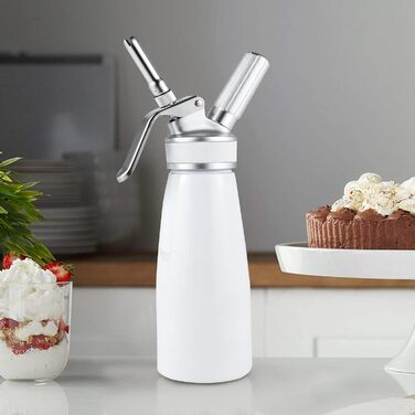 Сифон для збивання вершків Trintion 0,5 л, білий, з аксесуарами, для вершків, крему, мусу та десертів