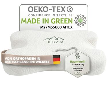 Ортопедична подушка для шиї Contour Sleep з ефектом пам'яті (Memory Foam) — ергономічна підтримка шийного відділу хребта для сну на боці та спині, Oeko-TEX