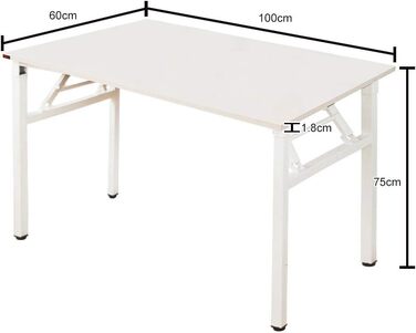 Розкладний письмовий стіл Sogesfurniture 100x60 см / 120x60 см, білий - комп'ютерний стіл, офісний стіл, конференц-стіл