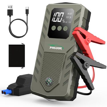 Бустер акумулятора 12V 6000A Jump Starter Powerbank 20000mAh для авто (бензин до 10.0L, дизель до 8.0L) з LED ліхтарем