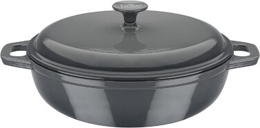 Жаровня GSW Grey Shadow з кришкою, чавунна, сіро-кремова, 30 см