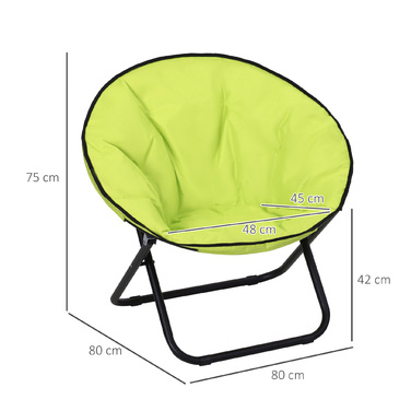 Outsunny Camping Chair Складне кемпінгове крісло зі спинкою, складне крісло до 120 кг, м'яке місячне крісло дуже широке, розкладне крісло Вуличне крісло для саду, балкона, кемпінгу, жовтий
