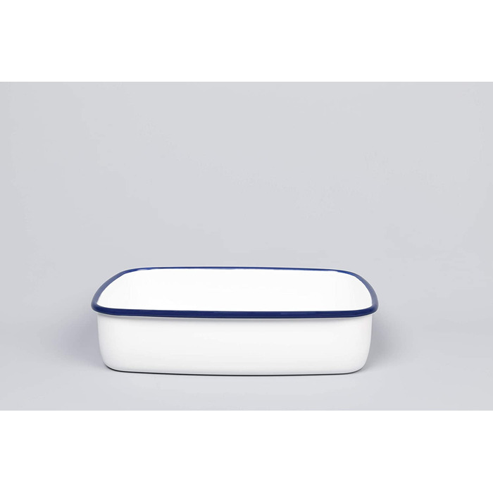 Емальований контейнер HoneyWare Classic Line з кришкою, плоский, 1,6 л, термостійкий до 400°C, підходить для зберігання, приготування страв, для духовки, гриля та всіх типів плит