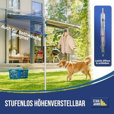 Сушарка для білизни STAHLMANN® вулична, алюмінієва 50 м, з кришками для ніжок - Німеччина