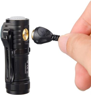 Ліхтарик TrustFire MC12 Mini LED, 1000 Люмен, акумулятор 16340, магнітна USB зарядка, без налобного ременя, чорний