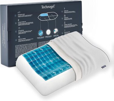 Ортопедична анатомічна подушка Technogel New Generation, антибактеріальна, гелева для підтримки шиї, для спини та бокового сну, з чохлом, висота 9 см