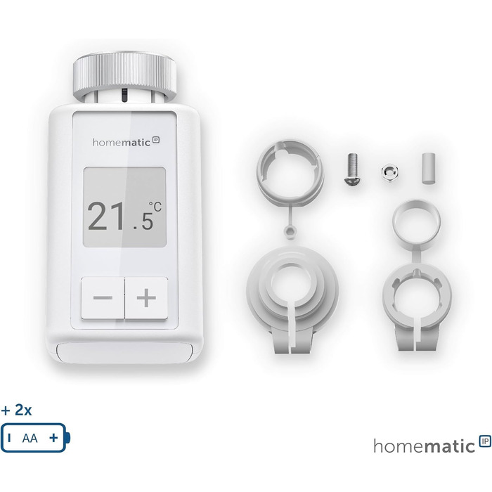 Homematic IP Термостат радіатора Smart Home – цифровий термостат для опалення з керуванням через додаток, сумісний з Alexa та Google Home, легка установка, енергозбереження (153412A3, окремо)