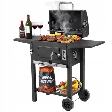 Садовий вугільний гриль BBQ XXL з кришкою, попільничкою, регулятором та термометром
