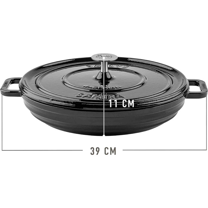 Чавунний казан Sallys 'Samira' Deluxe, 2,2 л, для всіх плит і духовки, до 250°C, чорний Fury Black Majolika, преміум-якість