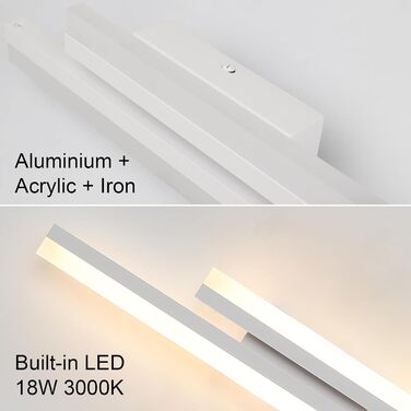 Світильник Klighten настінний LED 56 см, 18 Вт, 1250 Лм, сучасний, чорний, для спальні, вітальні, коридору, сходів, тепле світло 3000K, 110-240В