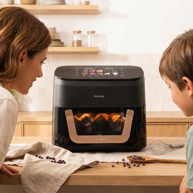 Аерофритюрниця-гриль Cecotec Cecofry&Grill Smokin' 6500 Plus 6.5л, 2200 Вт, з функцією копчення, гриль-платою та вікном, чорна
