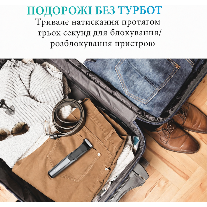 Чоловічий інтимний тример Kensen 2-в-1, водонепроникний електробритва для тіла та інтимної зони, акумуляторний, для гоління ніг, грудей, пахв, паху, насадки, сріблястий