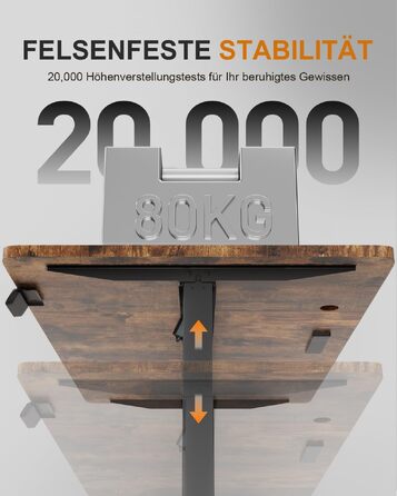 Електричний підйомний стіл HLONONE для комп'ютера з USB-портом та розеткою, регульований робочий стіл з пам'яттю на 2 режими, 160 x 80 см, Коричневий