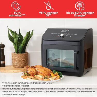 Інноваційна безмасляна аерофритюрниця/духовка Instant 13 л XXL, 1700 Вт, 9 програм: фритюр, гриль, запікання, тост, розігрів, дегідрація, бродіння, з обертовим рожном