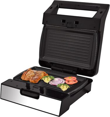 Електрогриль Syntrox Germany MM-1400W Gusto з змінними антипригарними пластинами, підходить для посудомийної машини, контактний гриль 1400 Вт