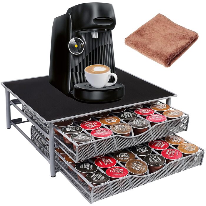 Органайзер для кавових капсул Dolce Gusto на 72 капсул, підставка з 2 висувними шухлядами, стійкий накопичувач для кавомашини