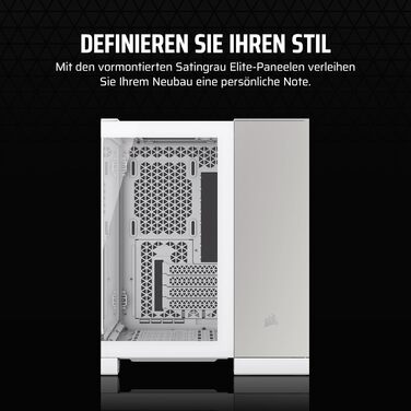 Корпус для ПК CORSAIR 2500X mATX, скло, двокамерний, без вентиляторів, білий/сатиново-сірий алюміній, підтримка реверсивної материнської плати