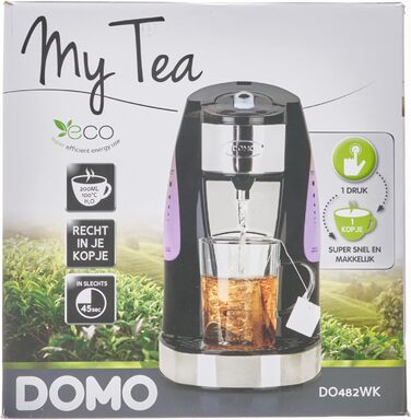 Електрочайник Domo DO482WK, пластик та нержавіюча сталь, 1.5 л, білий/чорний