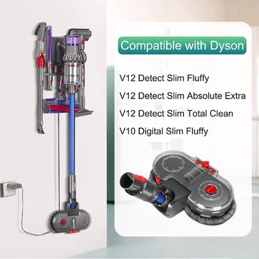Електрична насадка для вологого прибирання Jajadeal для пилососа Dyson V12 Detect Slim, комплект з 12 мопами та знімним резервуаром для води