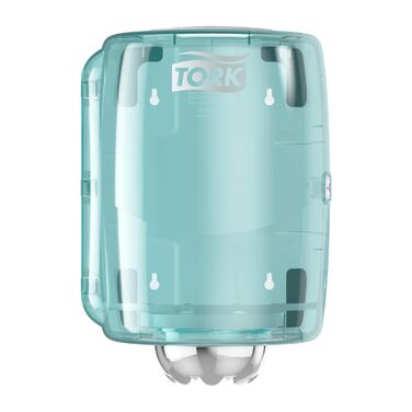 Диспенсер для паперових рушників Tork M2, внутрішня подача, біло-бірюзовий, для гігієнічної видачі по одному листу