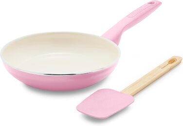 Набір GreenPan Rio: сковорода 20.3 см + лопатка, антипригарне покриття Ceramic, не містить PFAS, безпечне для здоров'я, сумісна з плитою та духовкою, блакитний колір