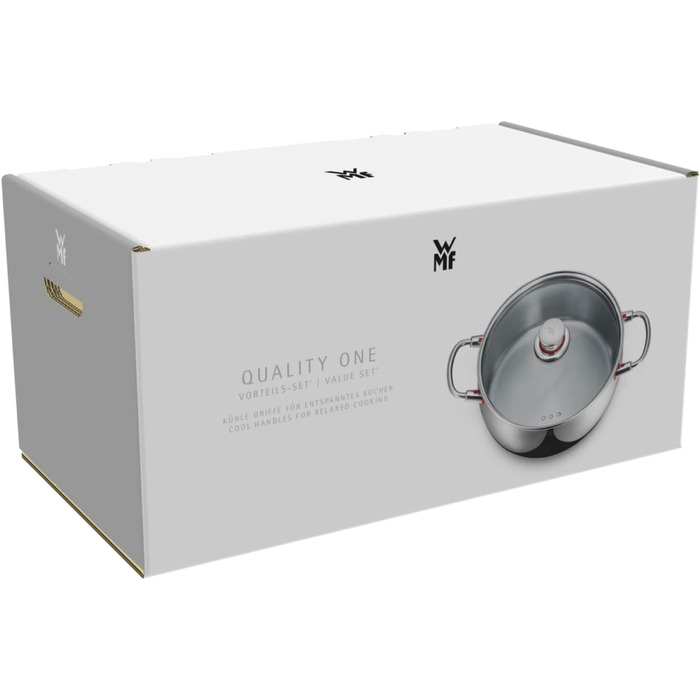 Набір каструль WMF Quality One 5 шт для індукції, полірована нержавіюча сталь з кришками, без покриття, з паровідводом