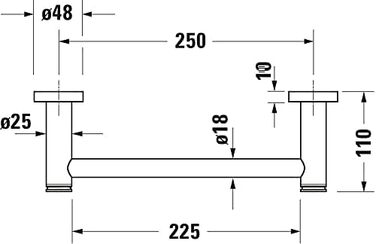 Поручень для ванни Duravit D-Code, хромований, 25 см, універсальний тримач для рушників і безпеки у ванній кімнаті