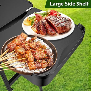 Мобільний гриль-візок для Ninja Woodfire, Weber, Blackstone, Nexgrill, Traeger та більшості переносних грилів та піч-грилів, з колесами та тримачем для паперових рушників, 129,5 см