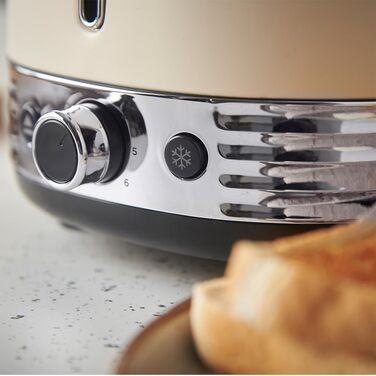 Тостер Russell Hobbs Hanley Crème-Weiß на 2 тости, 6 режимів, розморожування, підігрів, підставка для булочок