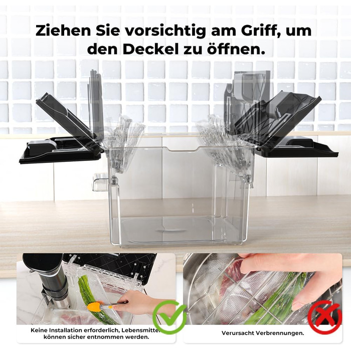 Контейнер для Sous Vide 11л з кришкою та решіткою, полікарбонат (без BPA), універсальний для багатьох Sous Vide пристроїв