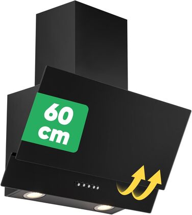Витяжка кухонна Bomann DU 7607 G, 60 см, чорна, для рециркуляції та відведення повітря, 3 режими потужності