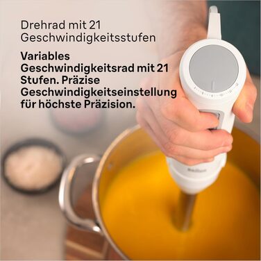 Блендер занурювальний Braun MultiQuick 5 MQ 50236 (білий, 2024) - 1000 Вт, 21 швидкість, нержавіюча сталь, насадки, SplashControl