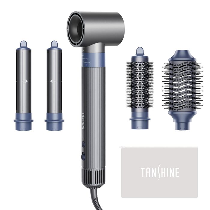 TANSHINE 5-в-1 Мультистайлер для волосся: фен, випрямляч, об'єм, локони - 110 000 об/хв, іонізація